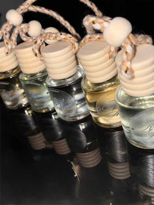 Decorative bottles with string lights on a dark background